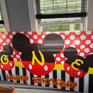 🔥HOT🔥Disney 1st birthday Mickey Mouse Party Banner, Mylar Mickey balloons & more